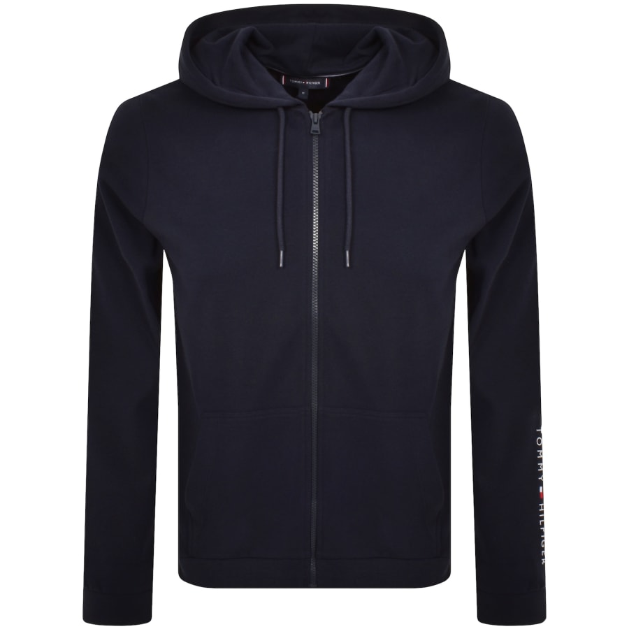 Tommy hilfiger full zip tape hoodie navy on sale